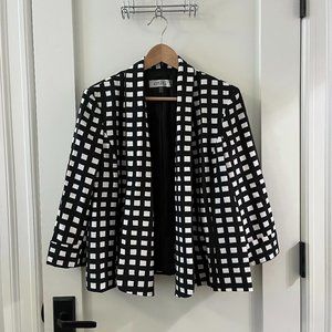 Vintage Black & White Checkered Cropped Blazer - Kasper